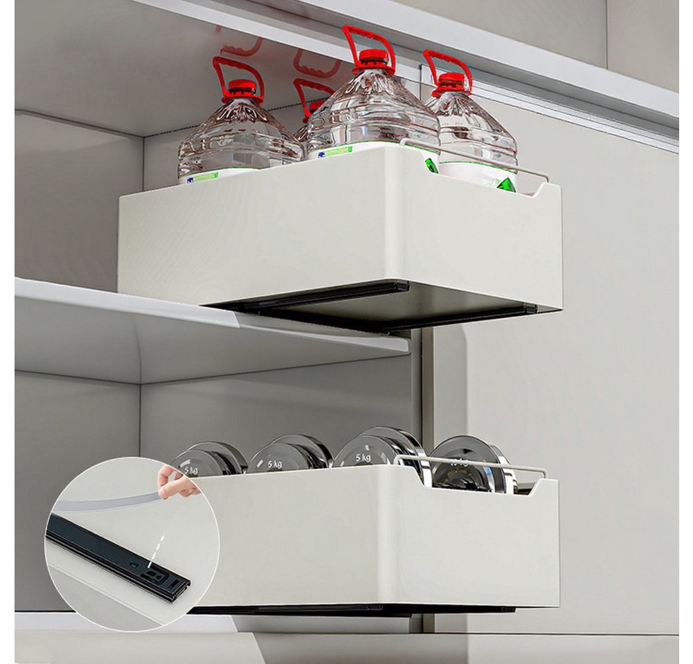 GarveeMore Ablageregal Kohlenstoffstahl Küche Pull-Out Rack Schrank Schublade Speicher