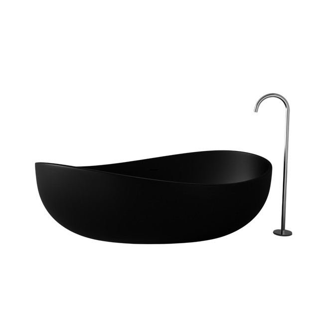 Bernstein Freistehende Badewanne WAVE STONE Mineralguss Schwarz Matt 180x110