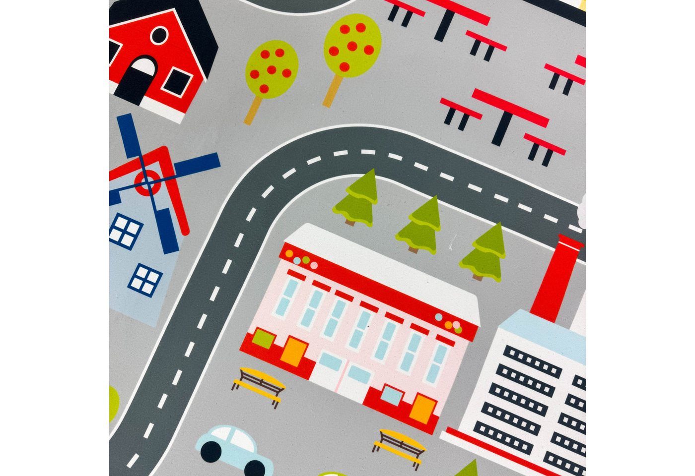 Carpetia Kinderteppich Kinderteppich pflegeleicht rutschfest mit Stadt Motiv in Grau, rechteckig, Höhe: 5 mm