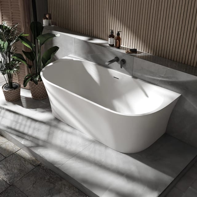 Bernstein Freistehende Badewanne NOVA CORNER Acryl Weiß Matt 170x78 Einbau Rechts