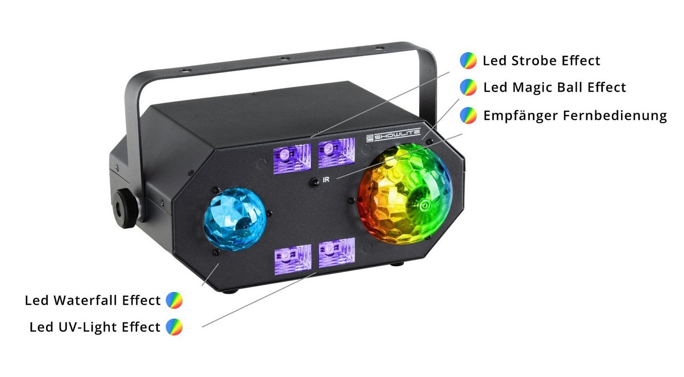 Showlite Discolicht MEL-4 Multi-Effect-Light, LED fest integriert, Farbwechsler, integriertes Mikrofon für Musiksteuerung Bild 4