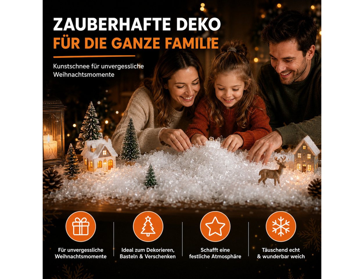 Weihnachtswunder® Streudeko Kunstschnee Dekoschnee weich ca. 1000 ml Schnee Weihnachten Deko, (Packung 1-tlg), weich / fluffig Bild 2