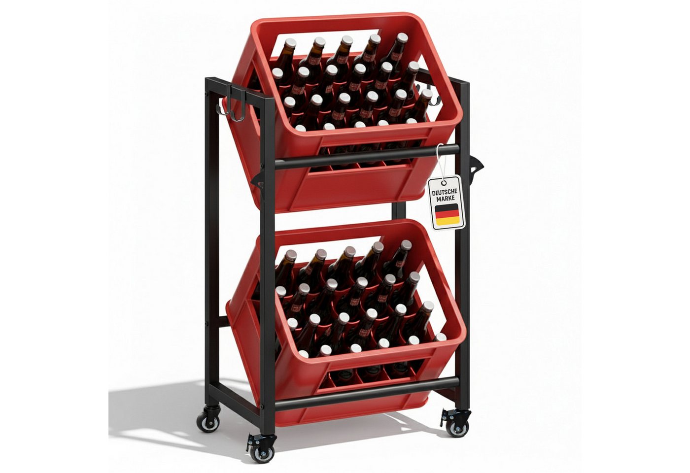 Roxlin Ablageregal Getränkekistenregal für 3/6 Kisten – Metallregal mit Ablage 300 kg, 02-tlg.