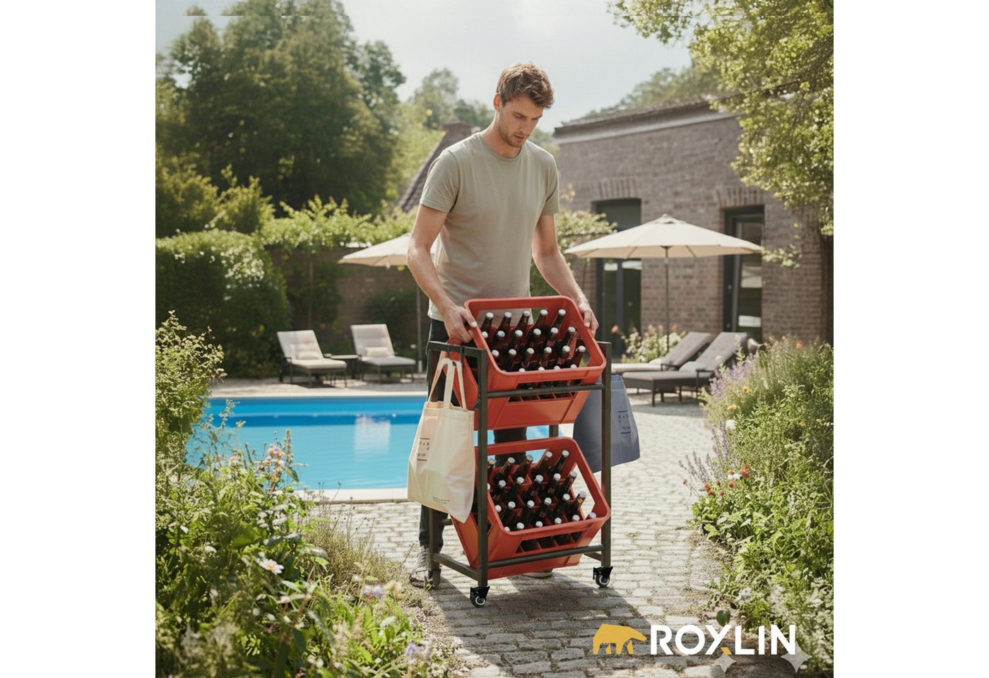 Roxlin Ablageregal Getränkekistenregal für 3/6 Kisten – Metallregal mit Ablage 300 kg, 02-tlg. Bild 2