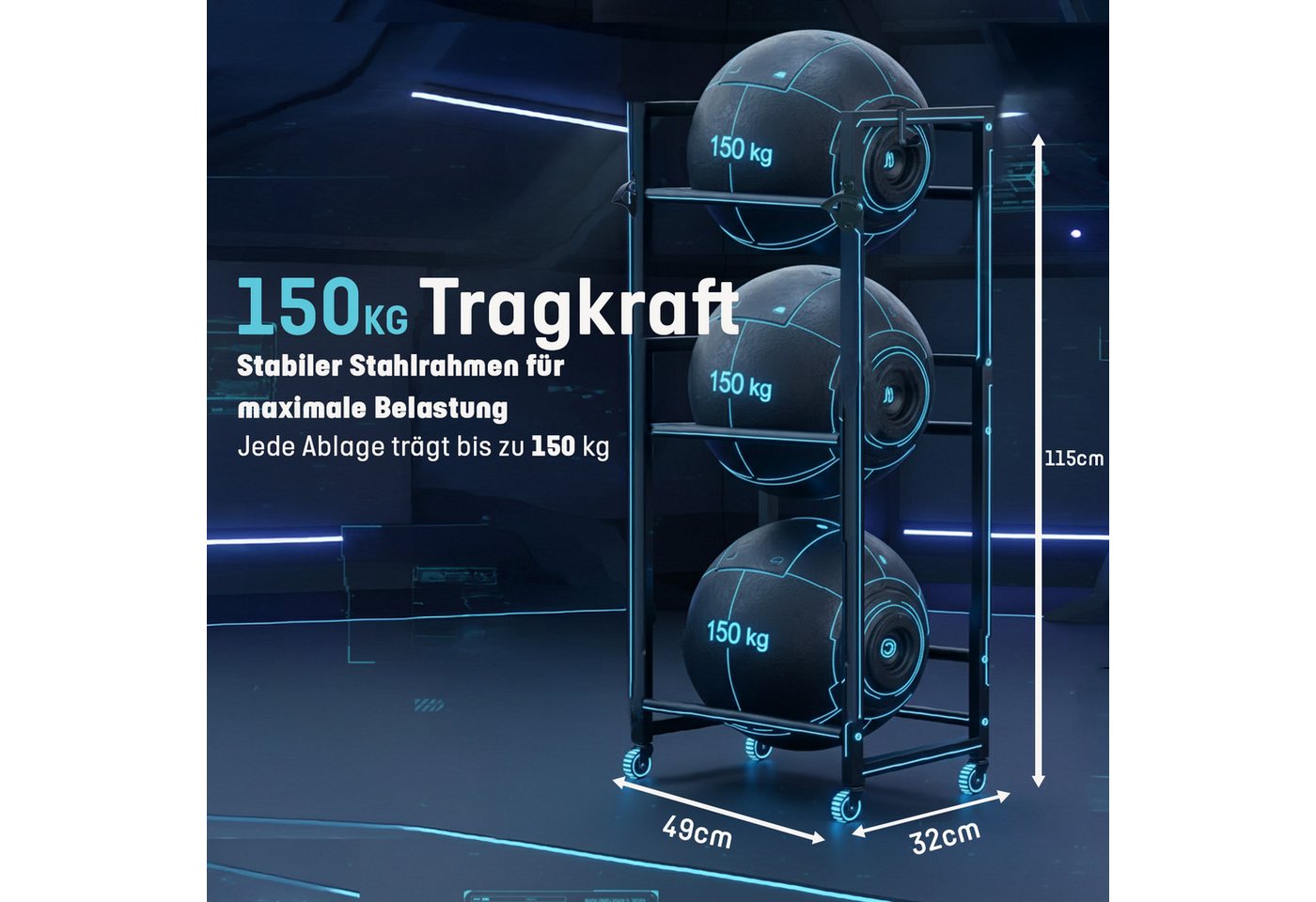 Roxlin Ablageregal Getränkekistenregal für 3/6 Kisten – Metallregal mit Ablage 300 kg, 03-tlg. Bild 4