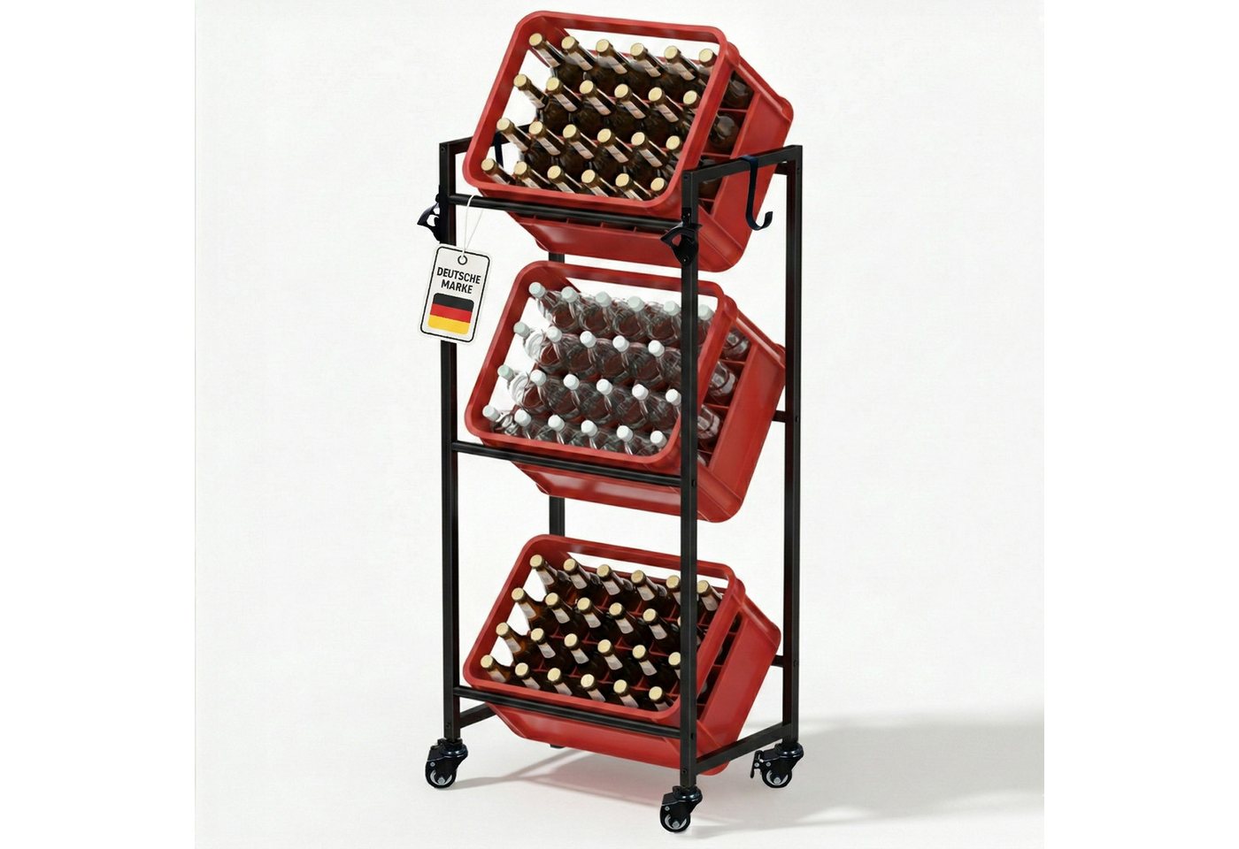 Roxlin Ablageregal Getränkekistenregal für 3/6 Kisten – Metallregal mit Ablage 300 kg, 03-tlg. Bild 5