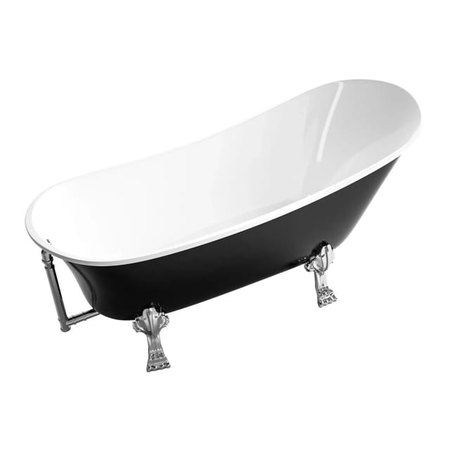 Bernstein Freistehende Badewanne PARIS Acryl Schwarz Glänzend 176x71cm Füße Chrom ohne Armatur