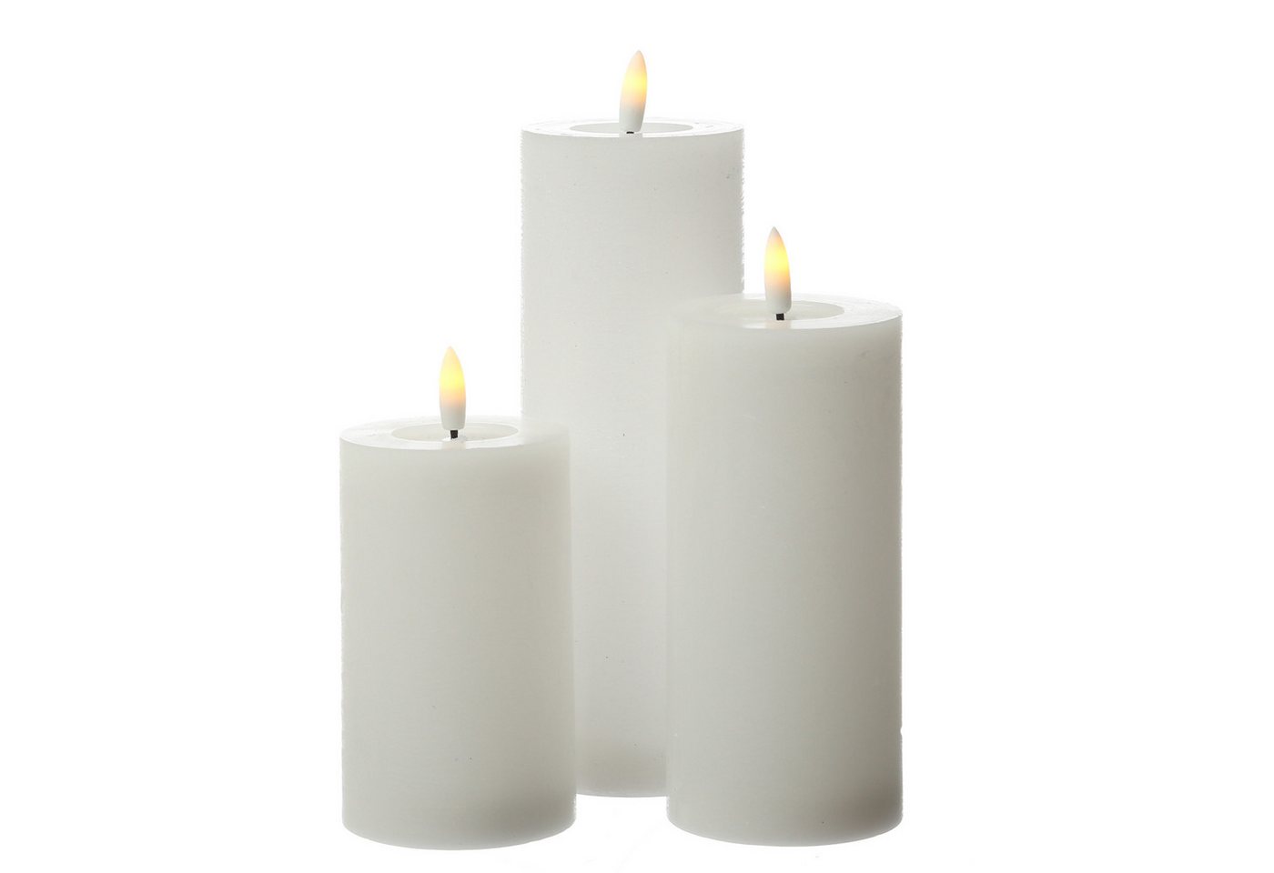 Adilina LED-Kerze Kerzenset LINA Rustik Optik für Adventskranz 3 Größen Timer weiß 3St, LED Classic, warmweiß (2100K bis 3000K) Bild 4