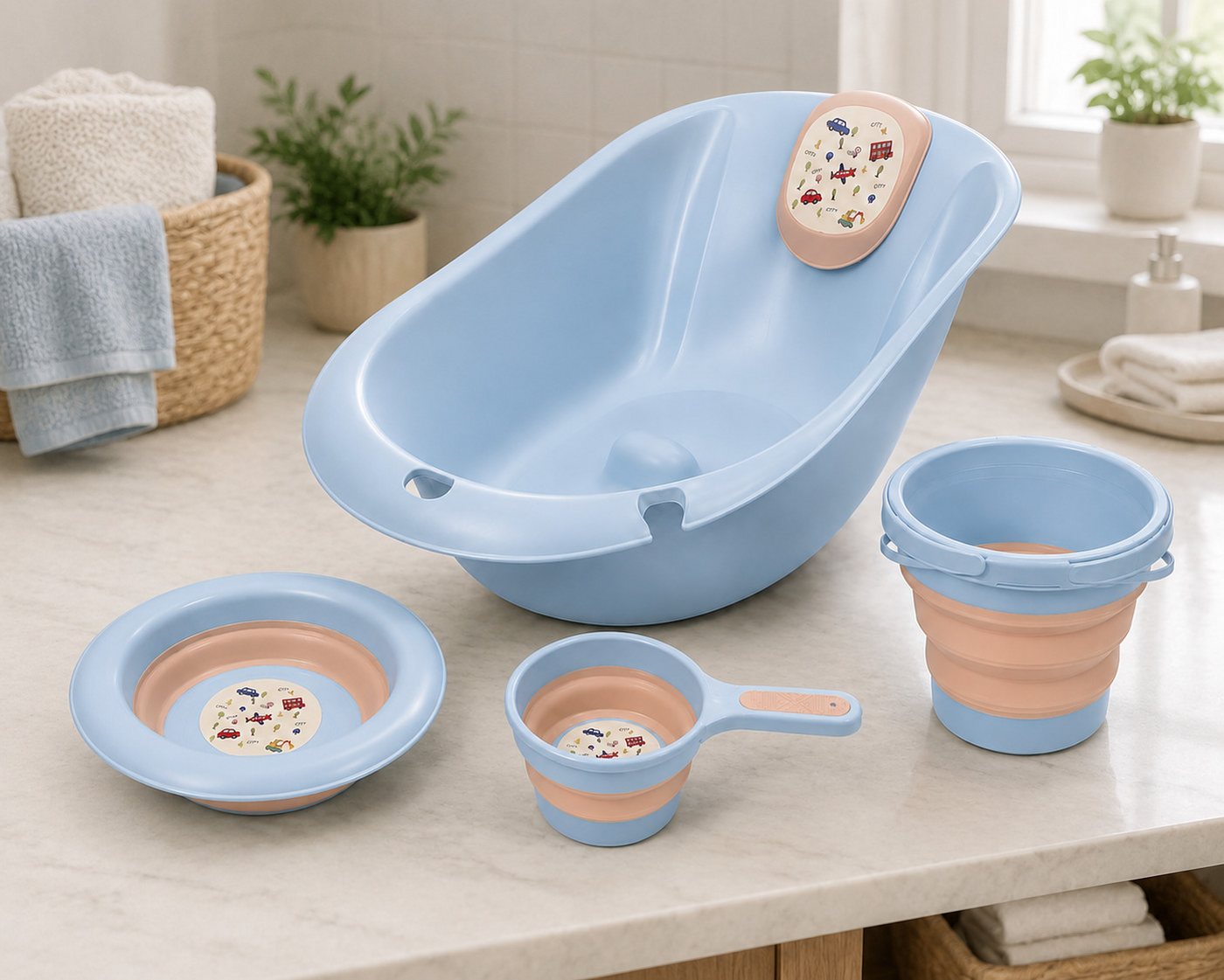 Boncuks Home Babybadewanne Baby Badewanne Set mit Zubehör 60cm-Kompakt