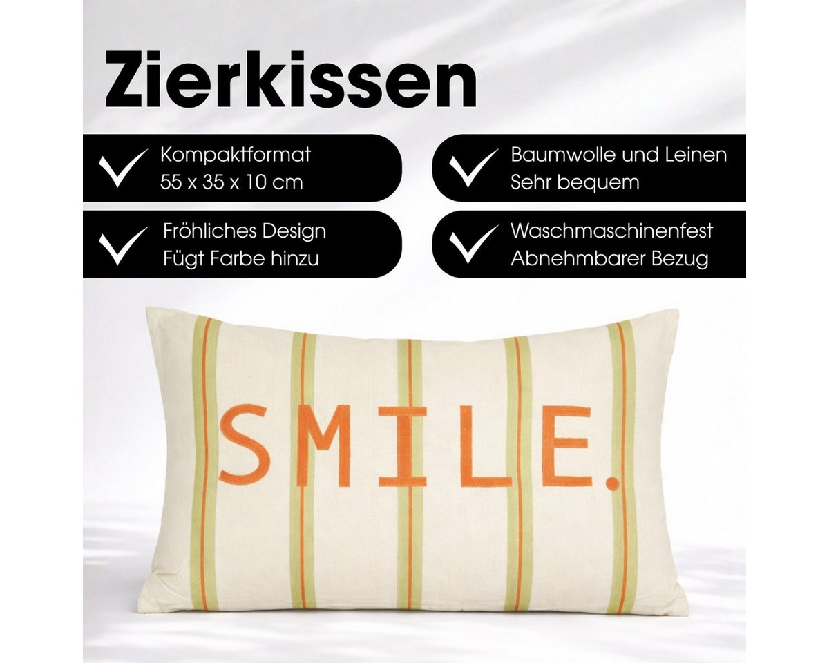 Mica Decorations Zierkissen Mica Decorations Smile Deko Kissen – 55 x 35 x 10 cm Bild 3