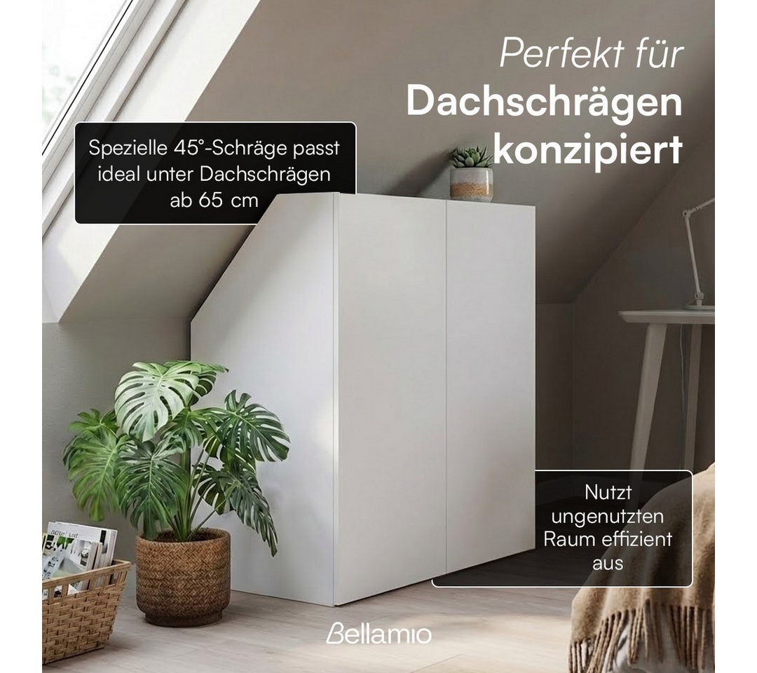 Bellamio Regal Aland Dachschrägenregal mit 45°-Winkel, Regal für Dachschrägen, Weiß, 90 cm breit mit 2 Türen, verfügbar mit & ohne Türen Bild 2