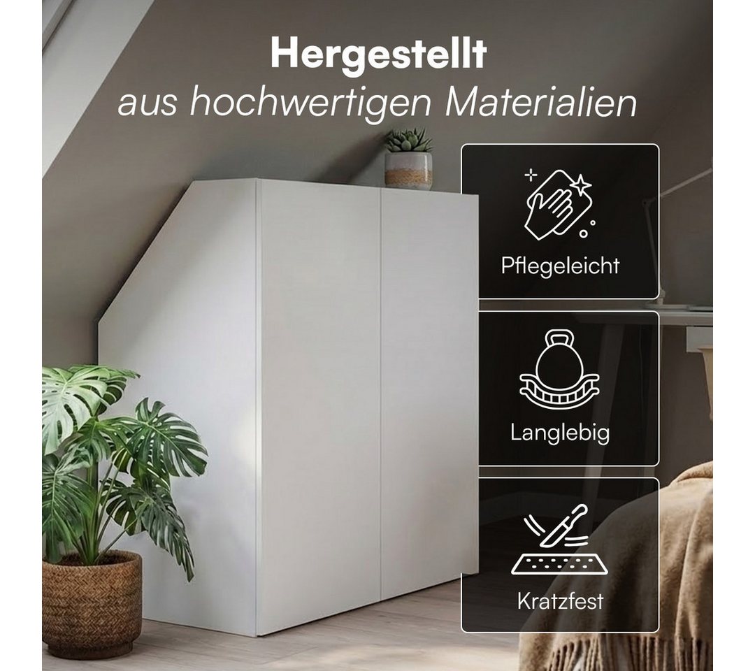 Bellamio Regal Aland Dachschrägenregal mit 45°-Winkel, Regal für Dachschrägen, Weiß, 90 cm breit mit 2 Türen, verfügbar mit & ohne Türen Bild 4