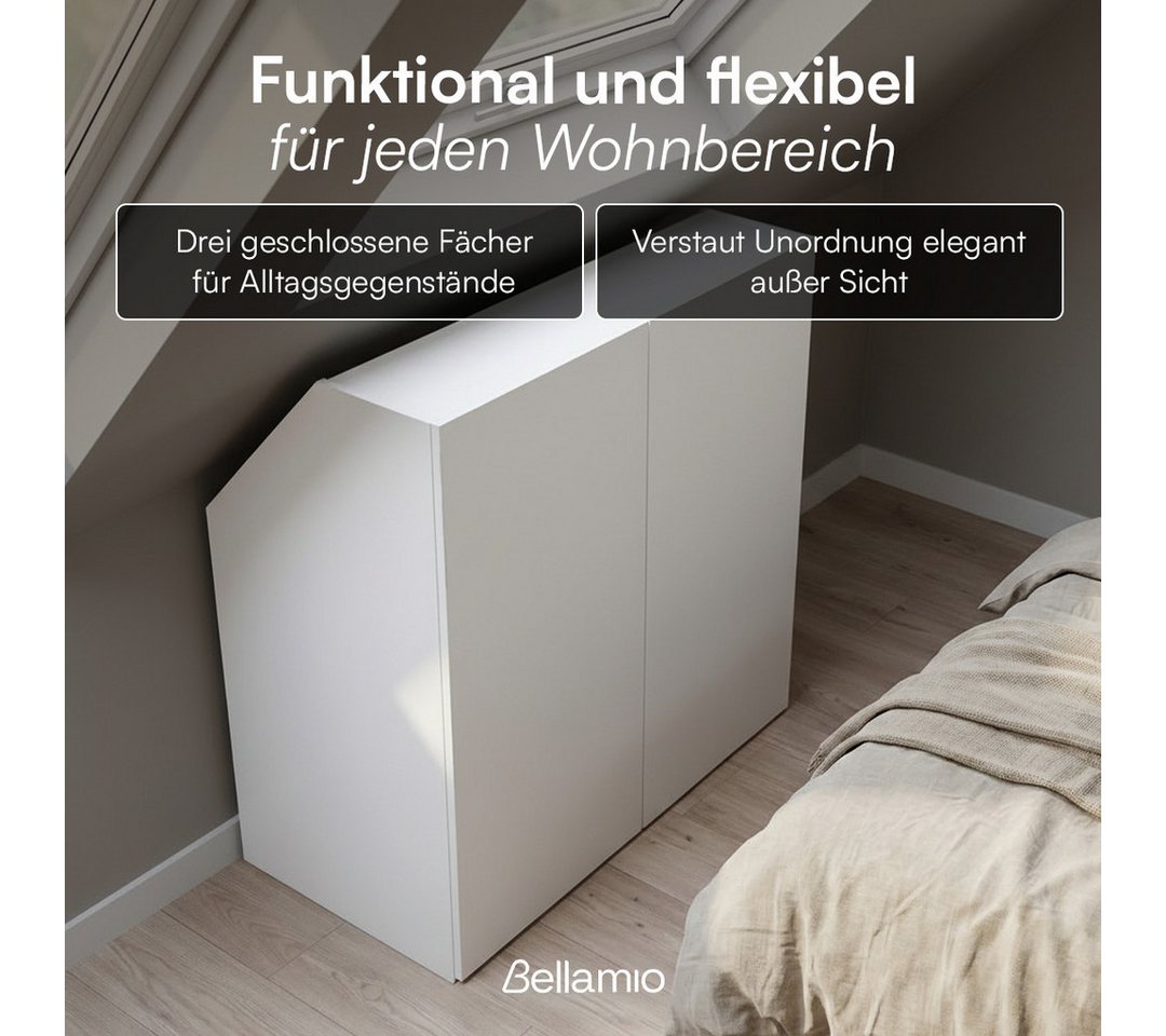 Bellamio Regal Aland Dachschrägenregal mit 45°-Winkel, Regal für Dachschrägen, Weiß, 90 cm breit mit 2 Türen, verfügbar mit & ohne Türen Bild 5