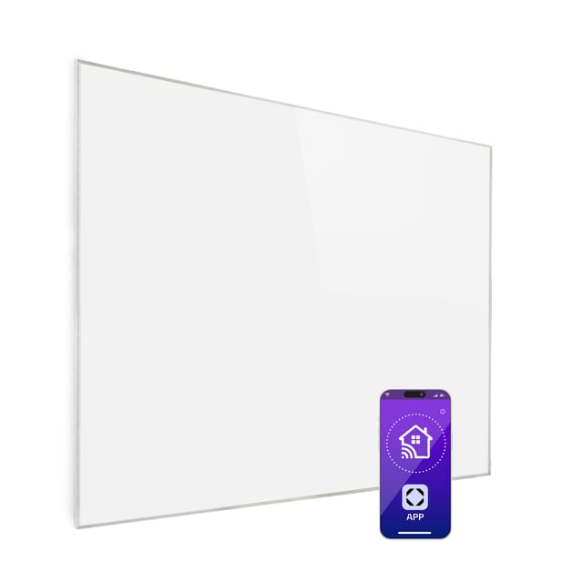 Klarstein Wonderwall Smart Infrarotheizung 100x120 cm Smart-Steuerung App Wandmontage LED-Display 1200 W Wochentimer IP24 Weiß