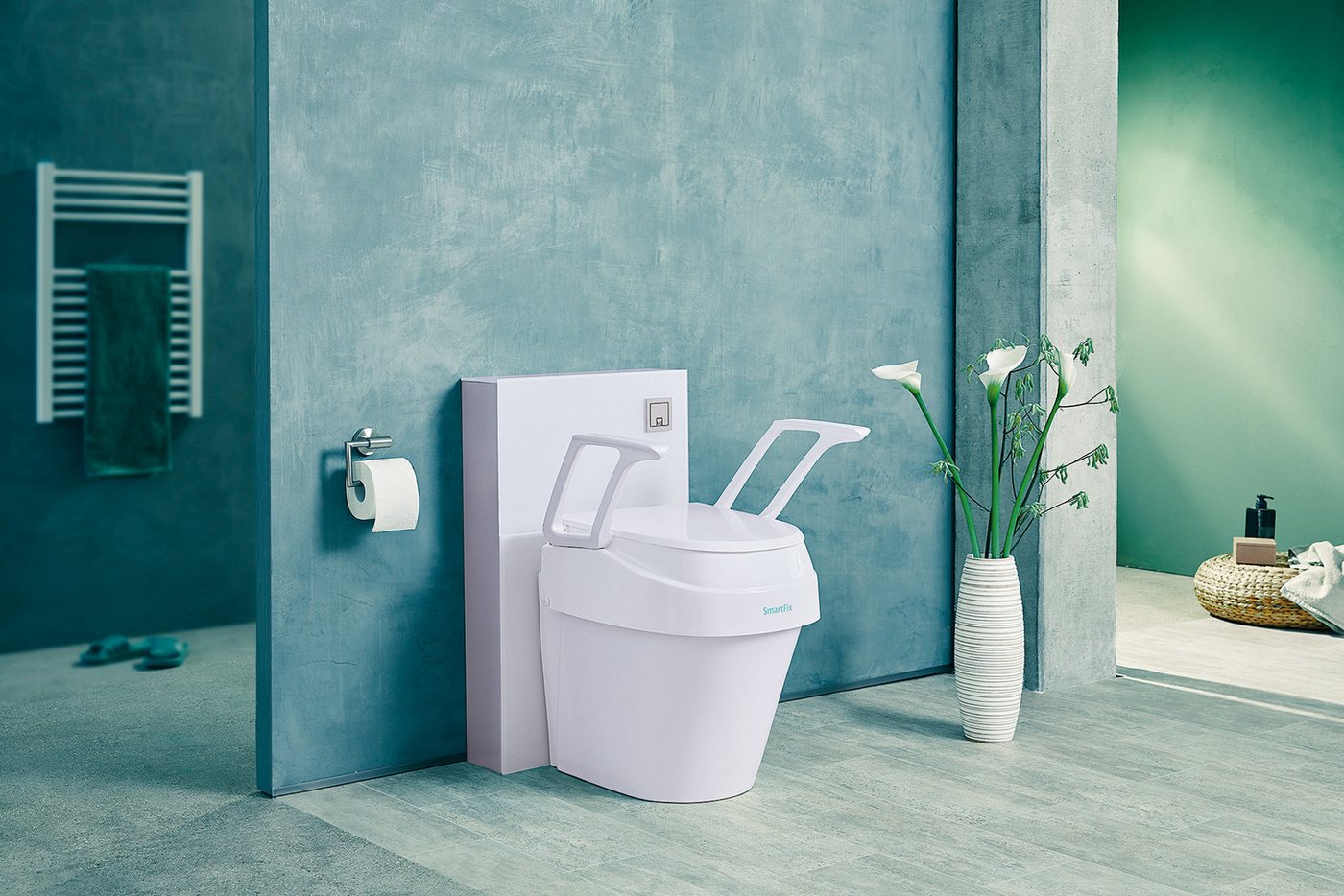 DocMed Toilettensitzerhöhung Universal 3-fach verstellbar mit Armlehnen und Deckel, 37,7 cm, hohe Belastbarkeit, Made in Germany Bild 3