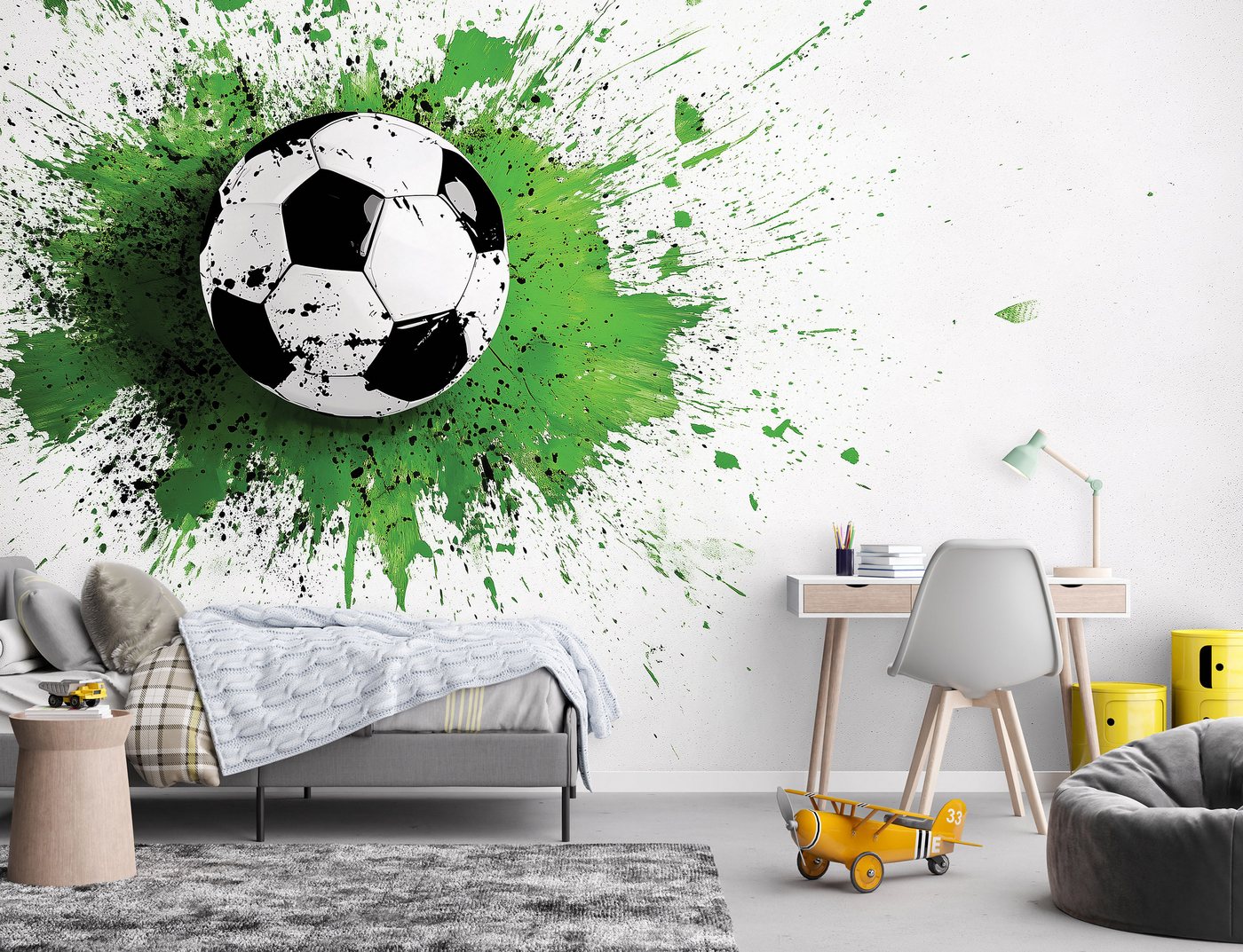 Wallarena Fototapete Junge Fußball - Mehrfarbig - Modern - Vlies - Schlafzimmer, glatt, (7 St), 350x250cm Bild 4