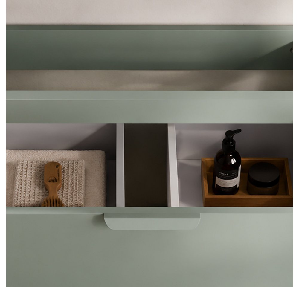 Lomadox Waschbeckenschrank ALASSIO-56 Waschtischunterschrank, 60cm, Grün matt, 2 Schubladen Bild 2