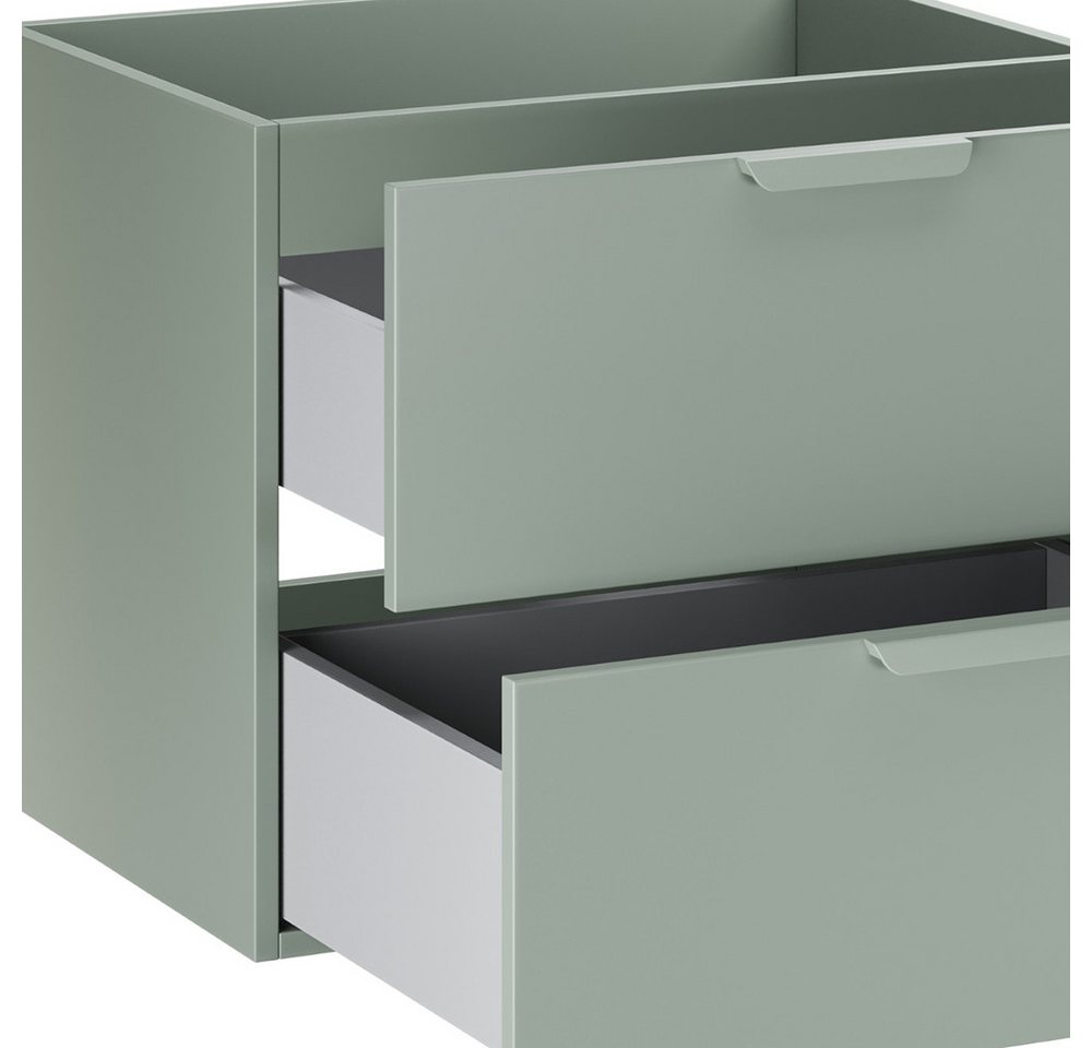 Lomadox Waschbeckenschrank ALASSIO-56 Waschtischunterschrank, 60cm, Grün matt, 2 Schubladen Bild 3