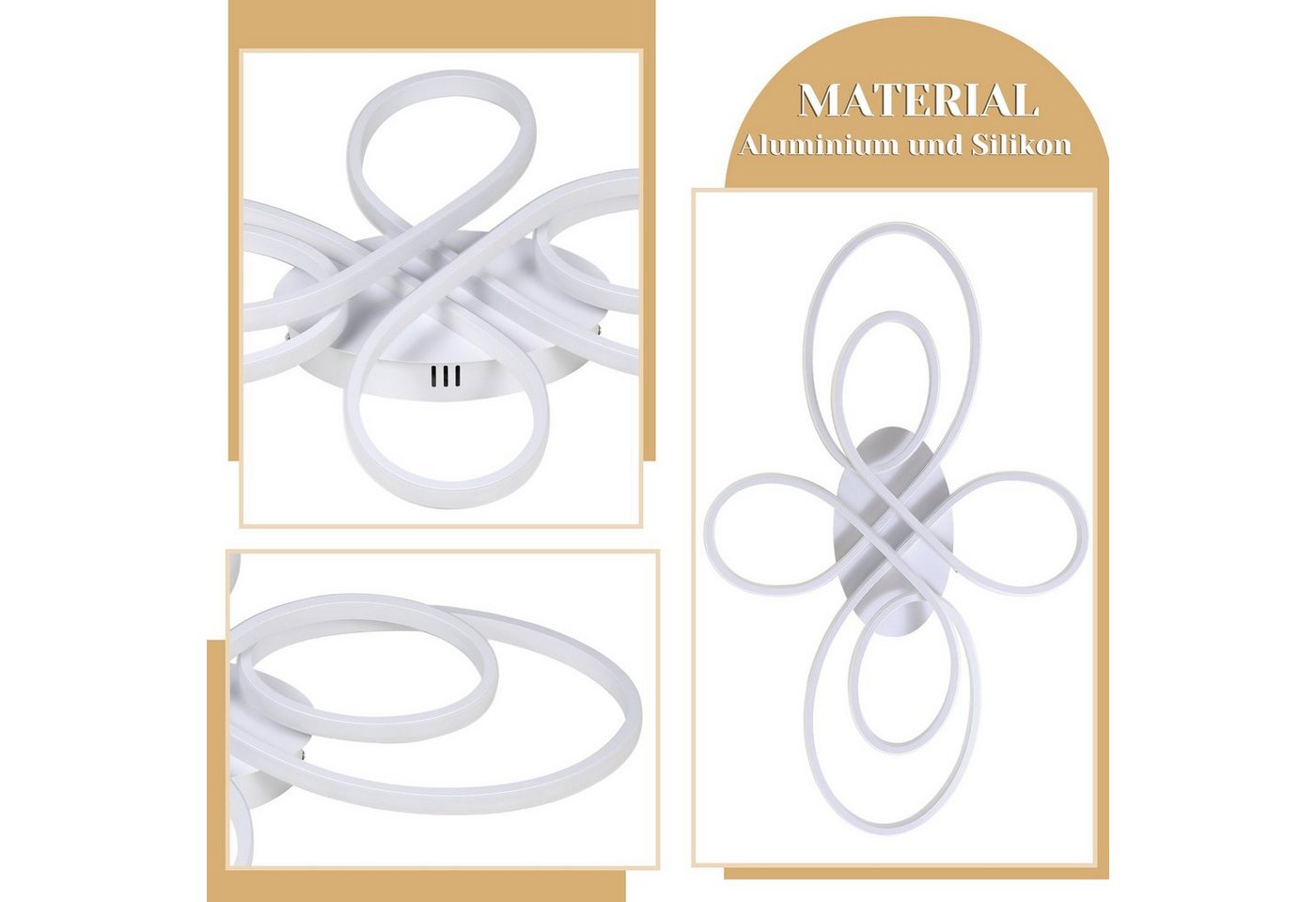 ZMH LED Deckenleuchte Wohnzimmer Modern Schmetterlingforming, Hochwertige Material, LED fest integriert, Warmweiß-Neutralweiß-Kaltweiß, Design Deckenbeleuchtung Groß für Esszimmer Büro Küche Bild 5