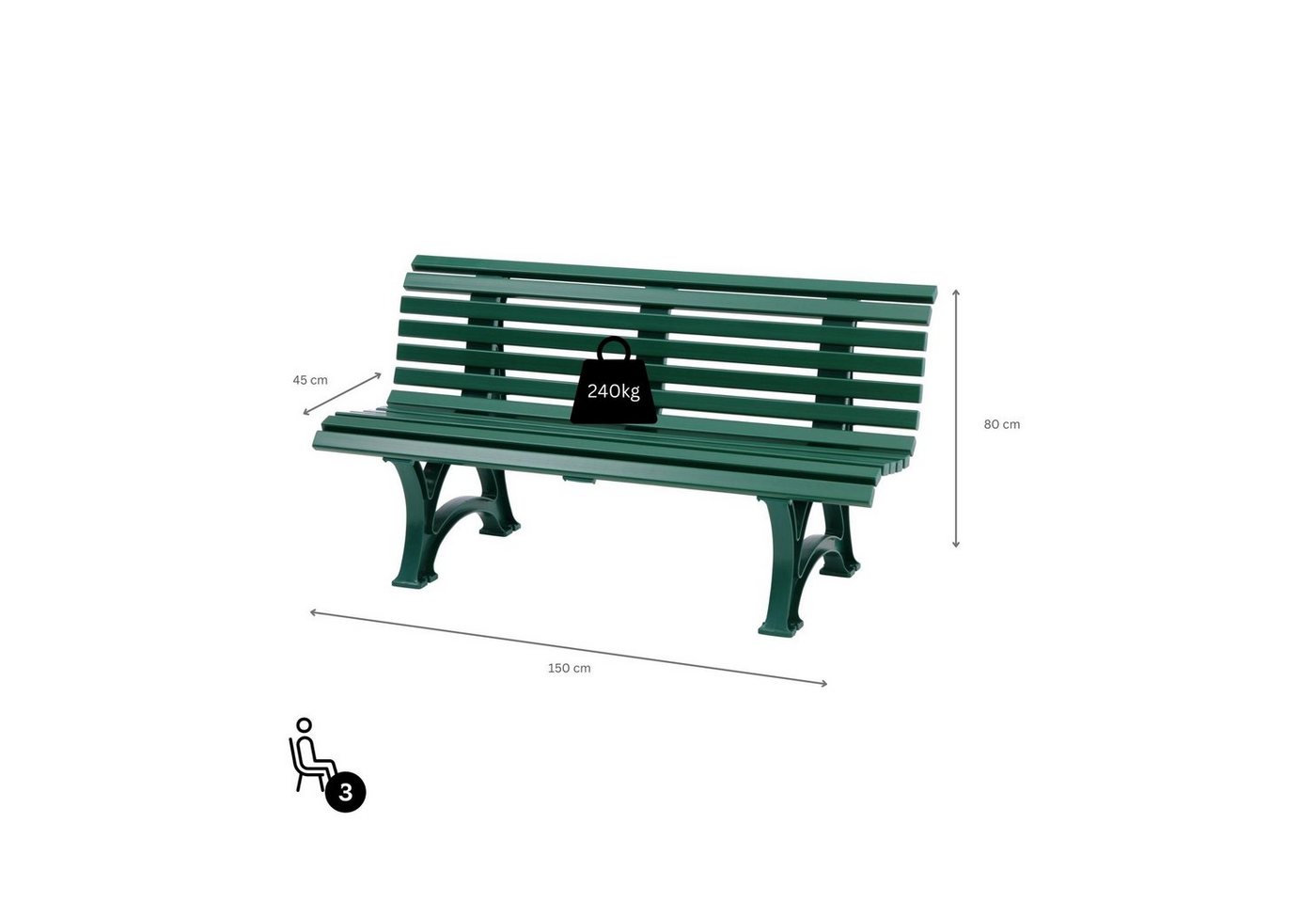 PROREGAL® Gartenbank JAMAIKA aus Kunststoff Parkbank Sitzbank Garten Balkon Terrasse Bild 5