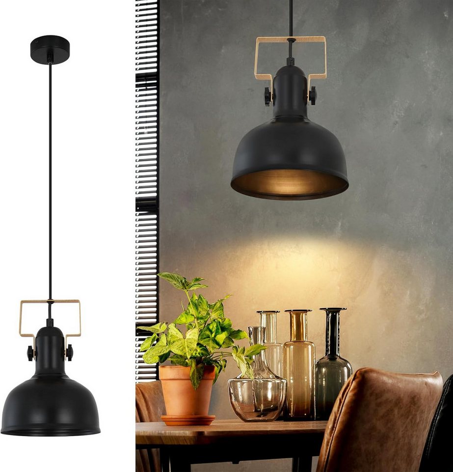 ZMH Pendelleuchte Esszimmer 1/3 Flammig Schwarz Hängeleuchte Industrial E27 Eisen Flur, MAX.25W, ohne Leuchtmittel