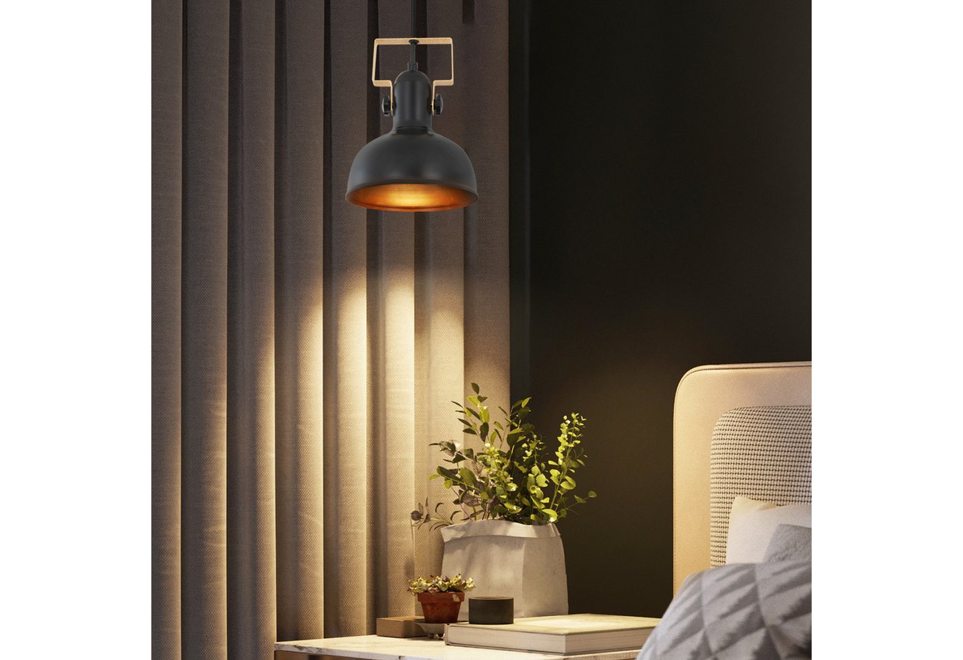 ZMH Pendelleuchte Esszimmer 1/3 Flammig Schwarz Hängeleuchte Industrial E27 Eisen Flur, MAX.25W, ohne Leuchtmittel Bild 3