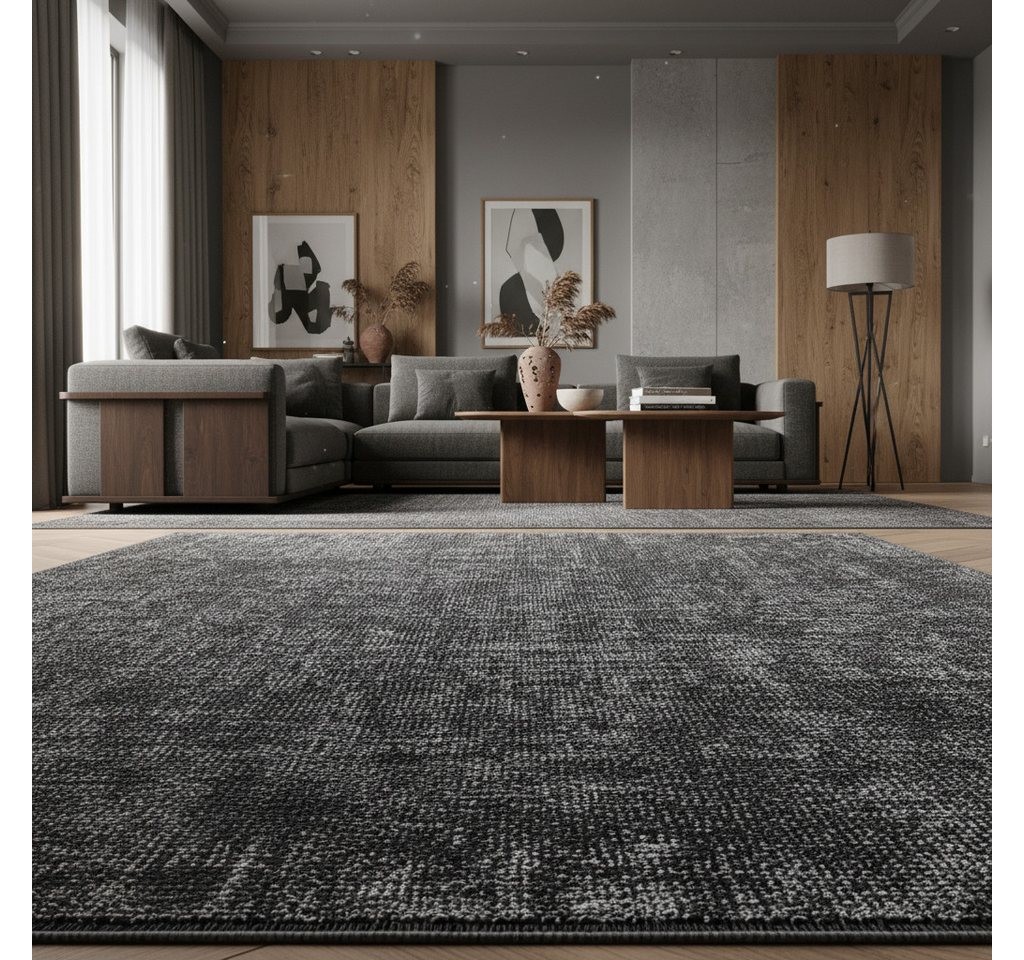 KADIMA DESIGN Wollteppich KOFEL Wohnzimmer Waschbar Schlafzimmer Wohnzimmerteppich Esszimmer, Läufer, Höhe: 9 mm, Grau, 80x150 cm, Modern Esszimmerteppich Einfarbig Uni Waschbar Bild 4