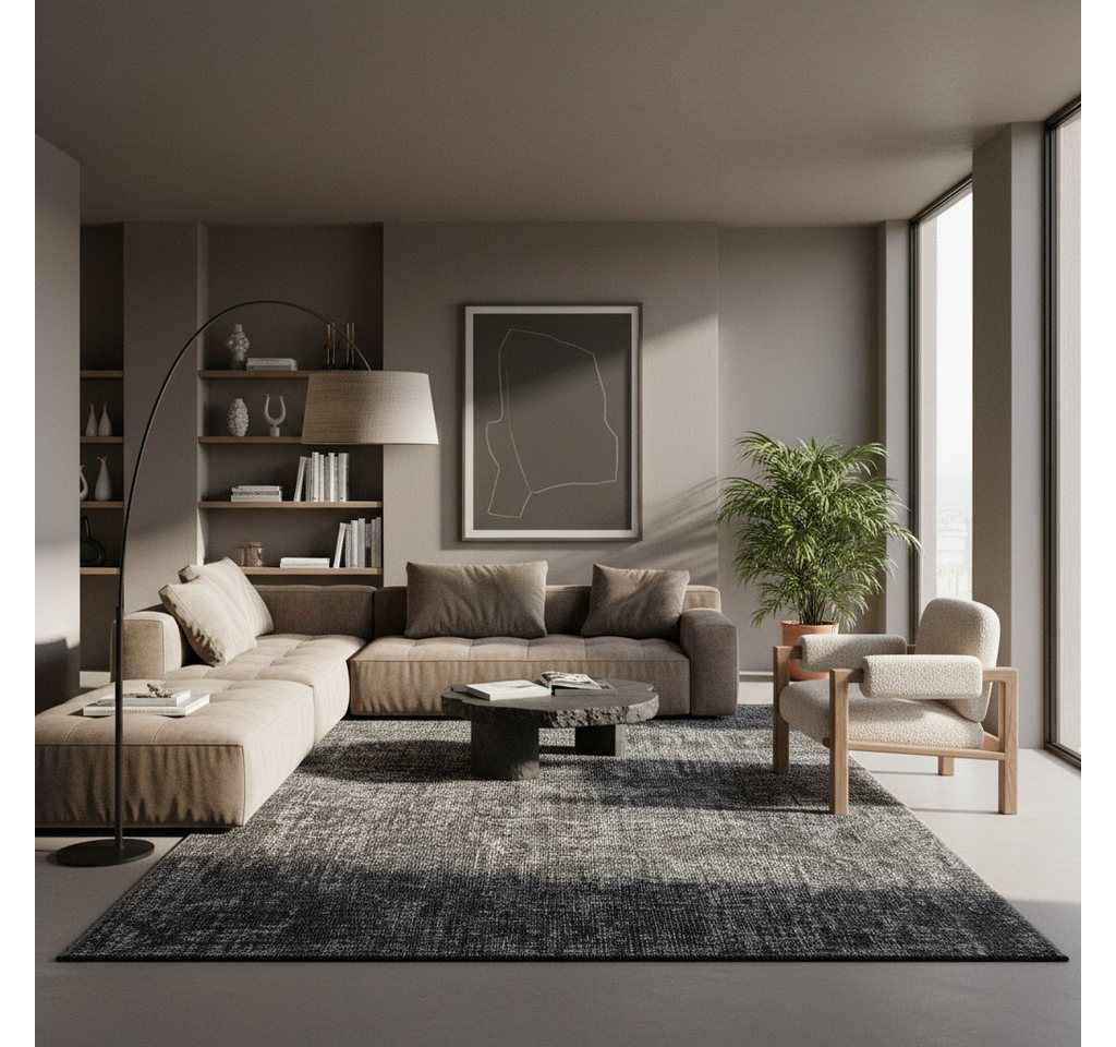 KADIMA DESIGN Wollteppich KOFEL Wohnzimmer Waschbar Schlafzimmer Wohnzimmerteppich Esszimmer, Läufer, Höhe: 9 mm, Grau, 80x150 cm, Modern Esszimmerteppich Einfarbig Uni Waschbar Bild 5