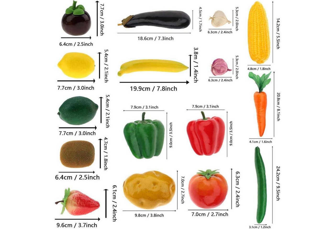 Kunstpflanze 16-teiliges Gefälscht Realistisch Gemüse Früchte Set Dekoration, Meiwlong Bild 2