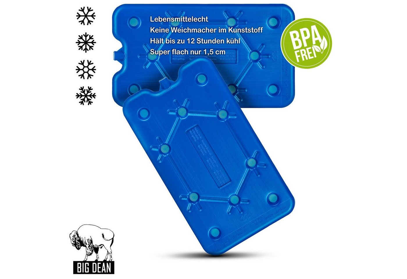BigDean Kühlakku 8x Flache Kühlakkus je 400ml 12h Kühlung für Kühltasche & Kühlbox Bild 3