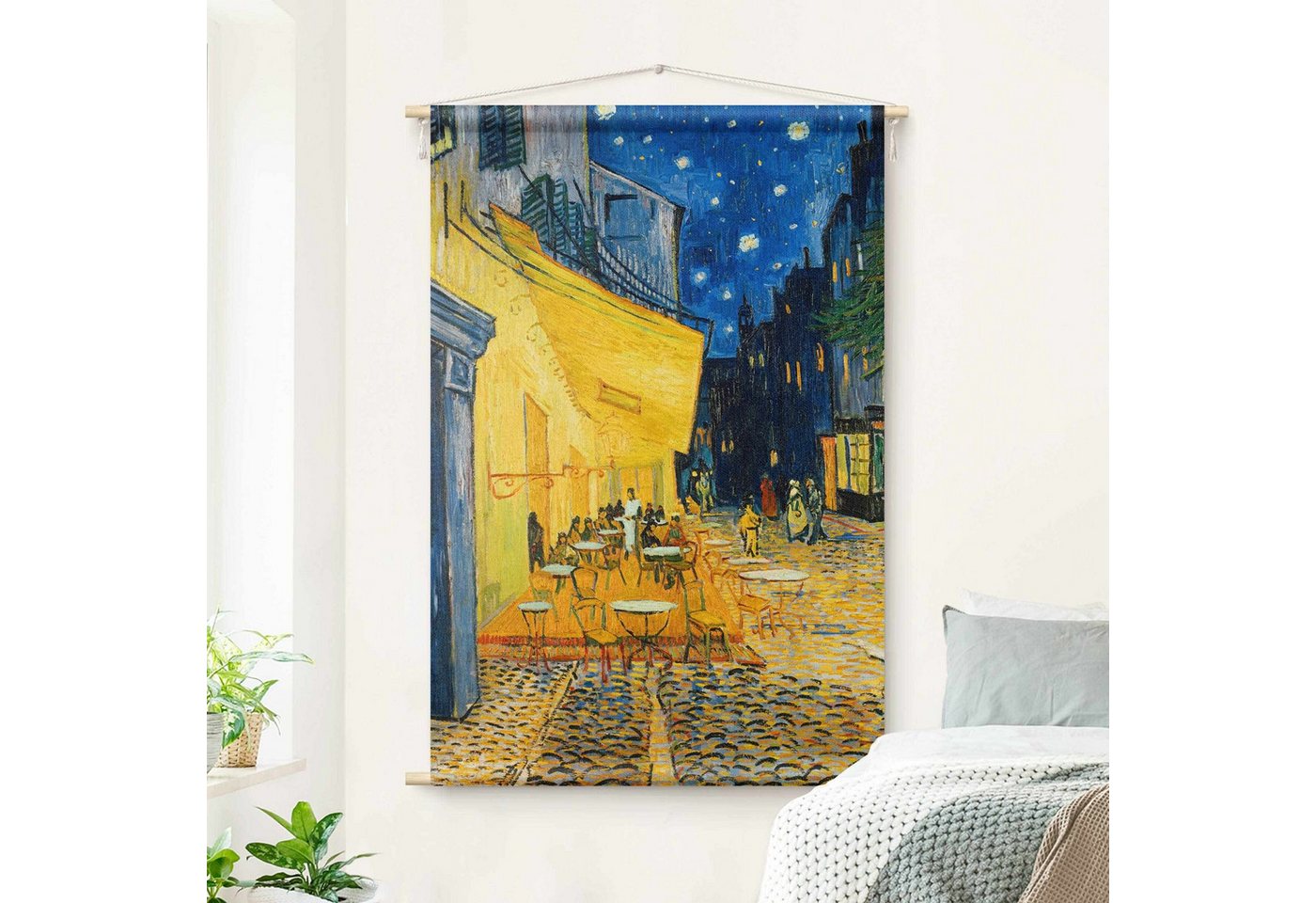 Bilderdepot24 Wandteppich modern Vincent van Gogh Kunst gelb, rechteckig, Höhe: 2.6 mm, großes Wandbild aus Natur-Baumwolle Wandbehang Stoffbild Tuch Wollseil