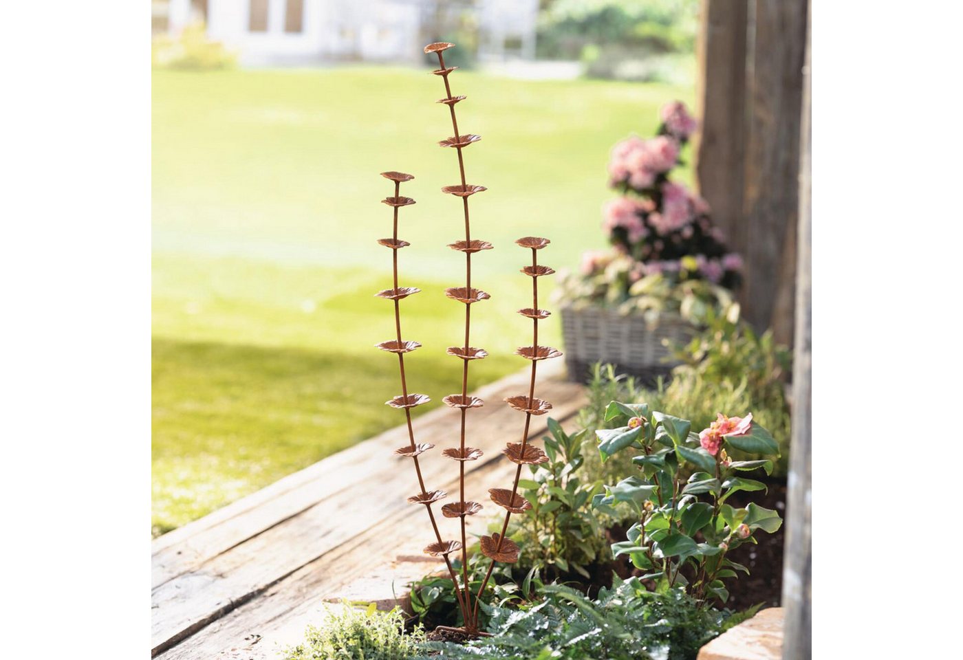 Dekoleidenschaft Gartenstecker "Rostblume" Metall, Rost Finish, 96 cm hoch, Dekostecker Roststecker wetterfest, Outdoor Gartendeko für Draußen Bild 3