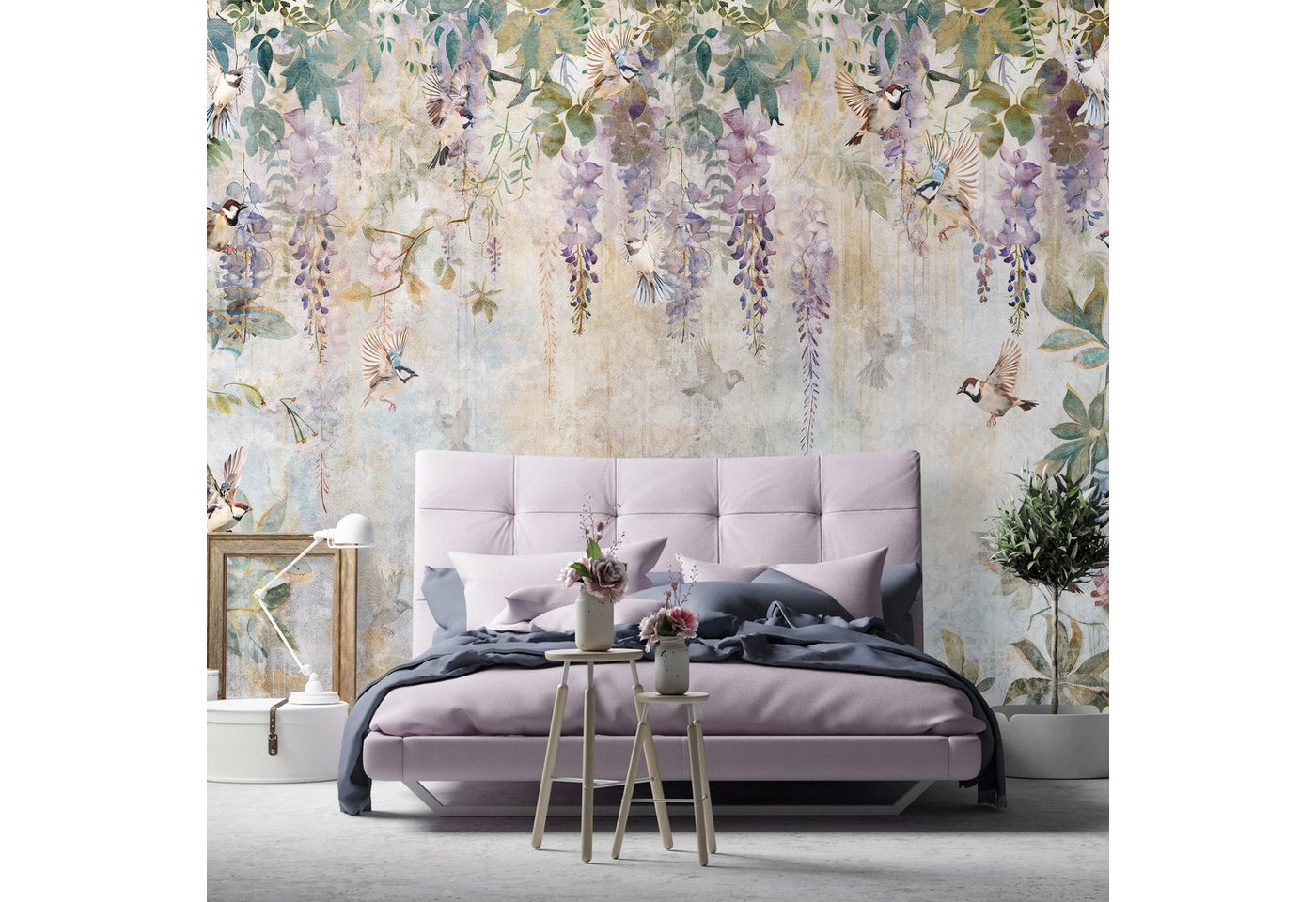 Wallarena Fototapete Vintage - Mehrfarbig - Klassisch - Vlies - Wohnzimmer, glatt, (8 St), 400x280cm