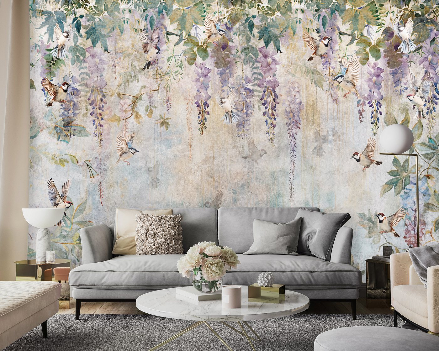 Wallarena Fototapete Vintage - Mehrfarbig - Klassisch - Vlies - Wohnzimmer, glatt, (8 St), 400x280cm Bild 2