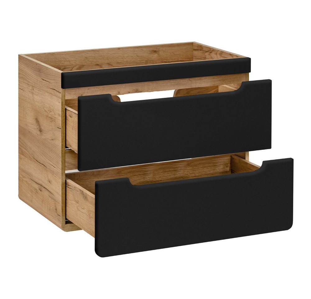 Lomadox Badmöbel-Set NEW-LUTON, (Spar-Set, 4-St), Eiche Nb. mit 80 cm Keramik-Waschtisch & Spiegelschrank 130/200/46 cm Bild 3
