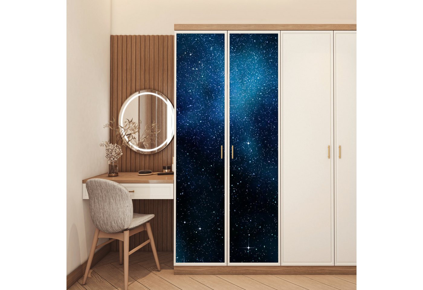 MuchoWow Türtapete Galaxie - Nacht - Milchstraße, Matt, bedruckt, (1 St), Selbstklebende Tapete, Folie für Möbel, 70x215 cm Bild 4