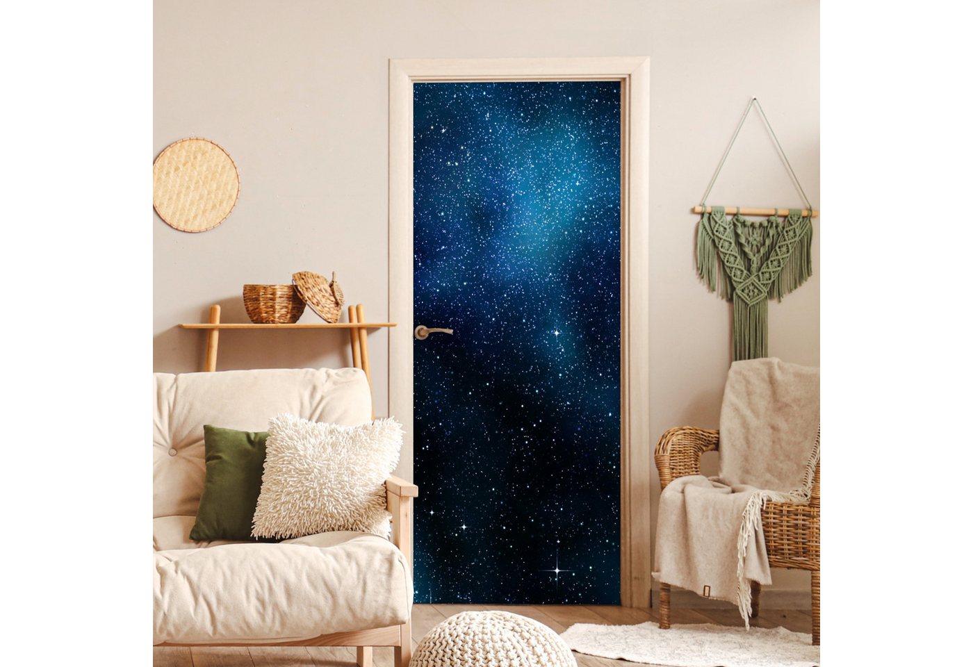 MuchoWow Türtapete Galaxie - Nacht - Milchstraße, Matt, bedruckt, (1 St), Selbstklebende Tapete, Folie für Möbel, 70x215 cm Bild 5