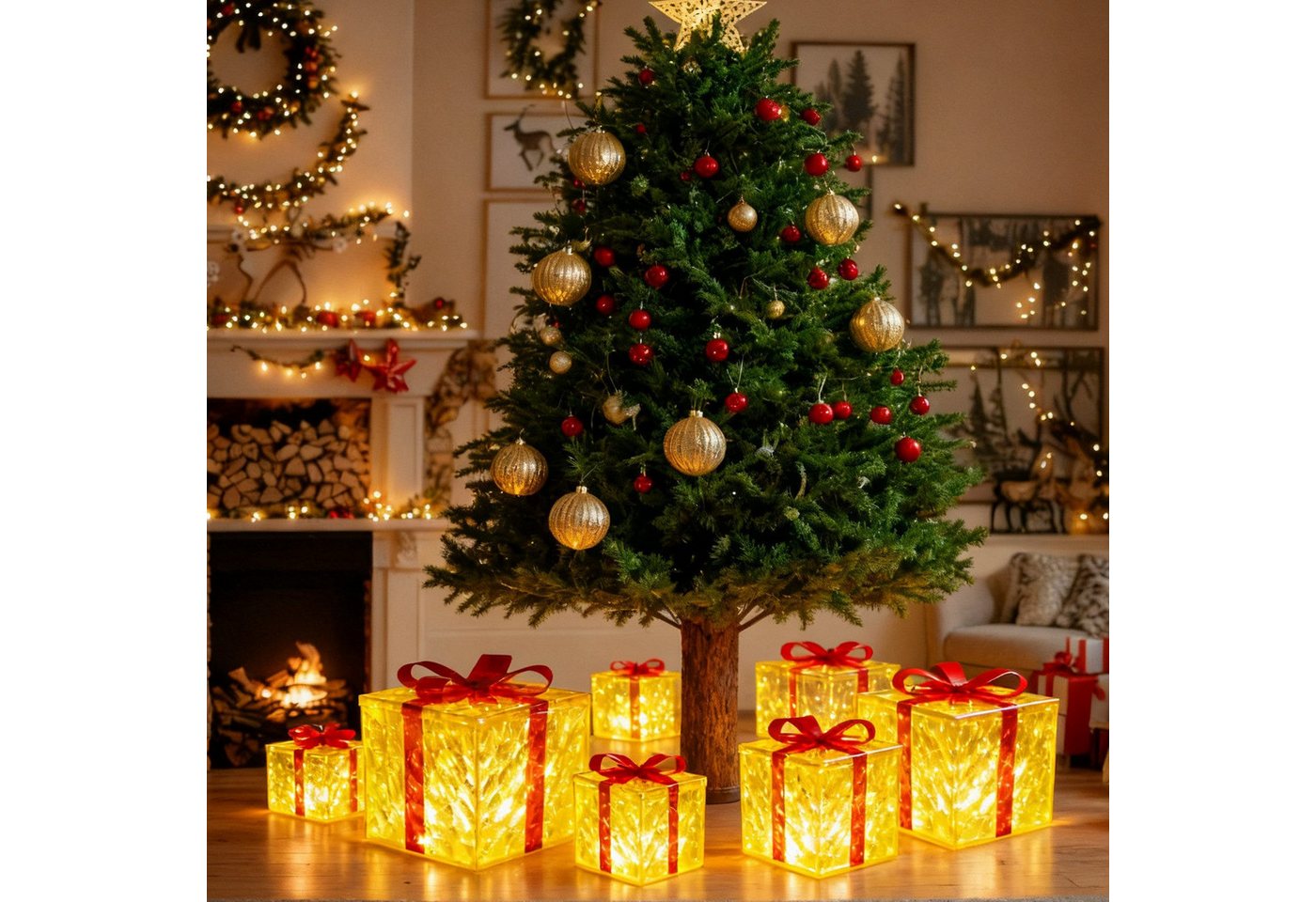 Nettlife LED Dekolicht LED Geschenkbox 3er Weihnachten Deko Leuchtfiguren mit Fernbedienung, mit Fernbedienung, für Familie Freunde Kollegen oder Partner–exquisite Verpackung Bild 3