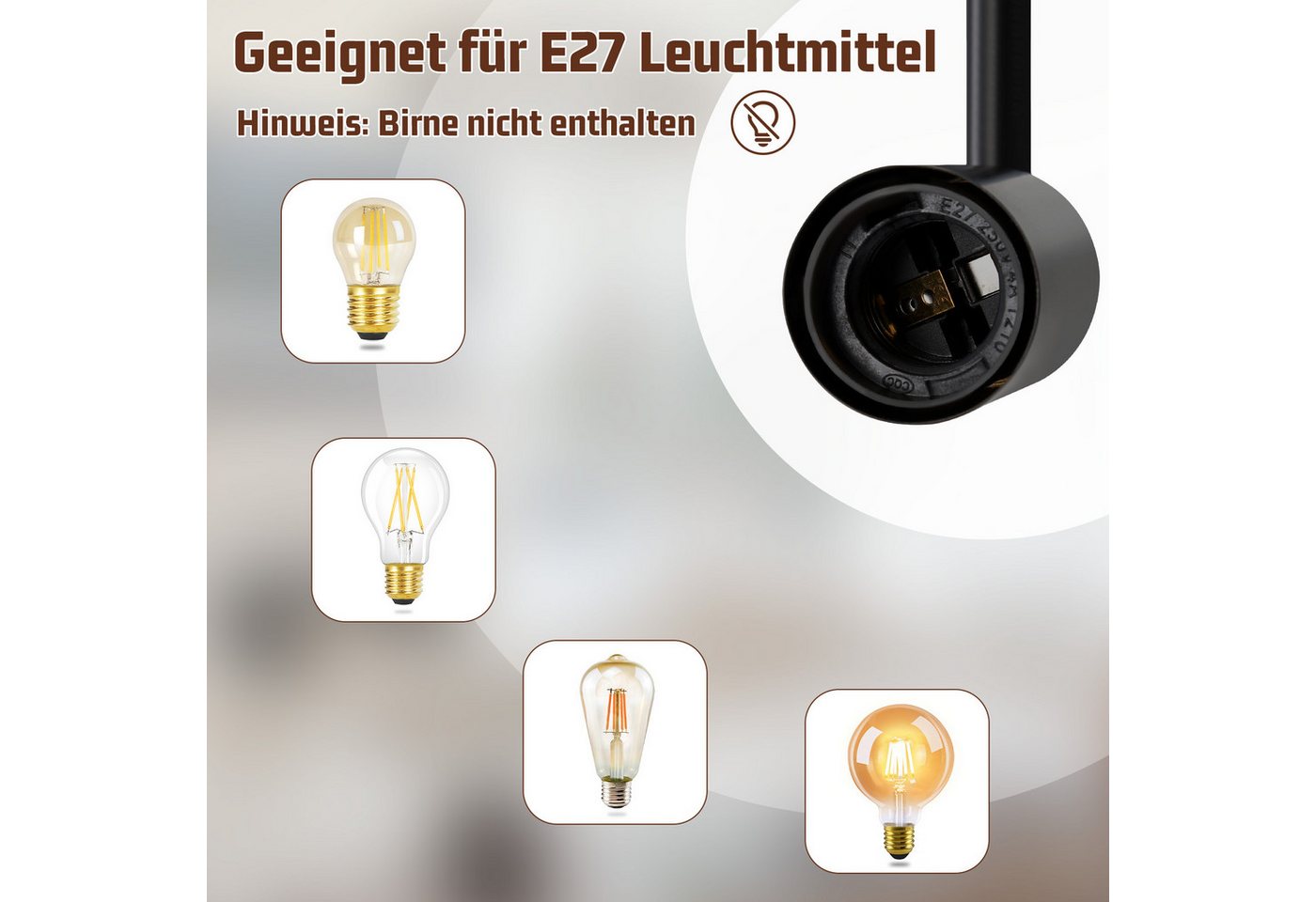Nettlife Deckenstrahler Vintage Schwarz 4 Flammig E27 Schwenkbar 350° Deckenspot Industrial, Schwenkbar, LED wechselbar, für Küche Flur Wohnzimmer Schlafzimmer Bild 5