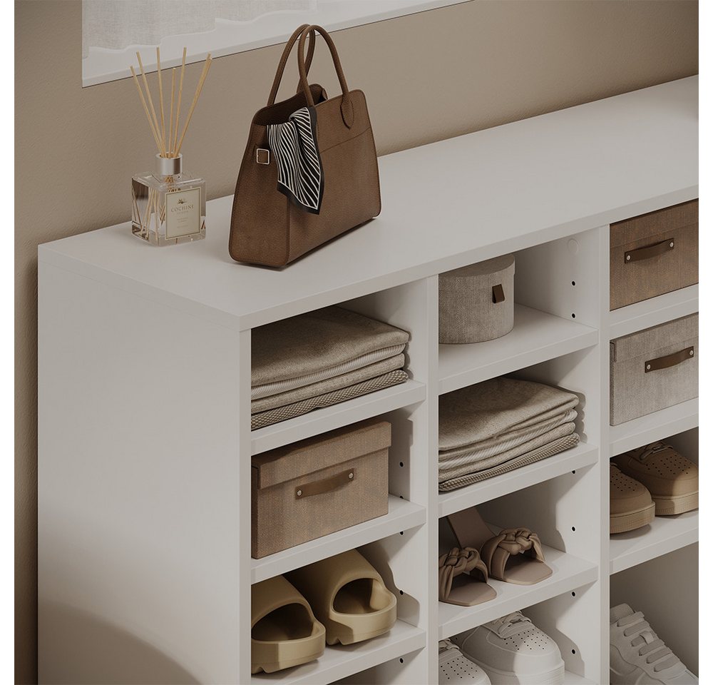 Vicco Schuhregal Lysander, Weiß, 104.2 x 65.5 cm mit 18 offenen Fächern, 1-tlg.