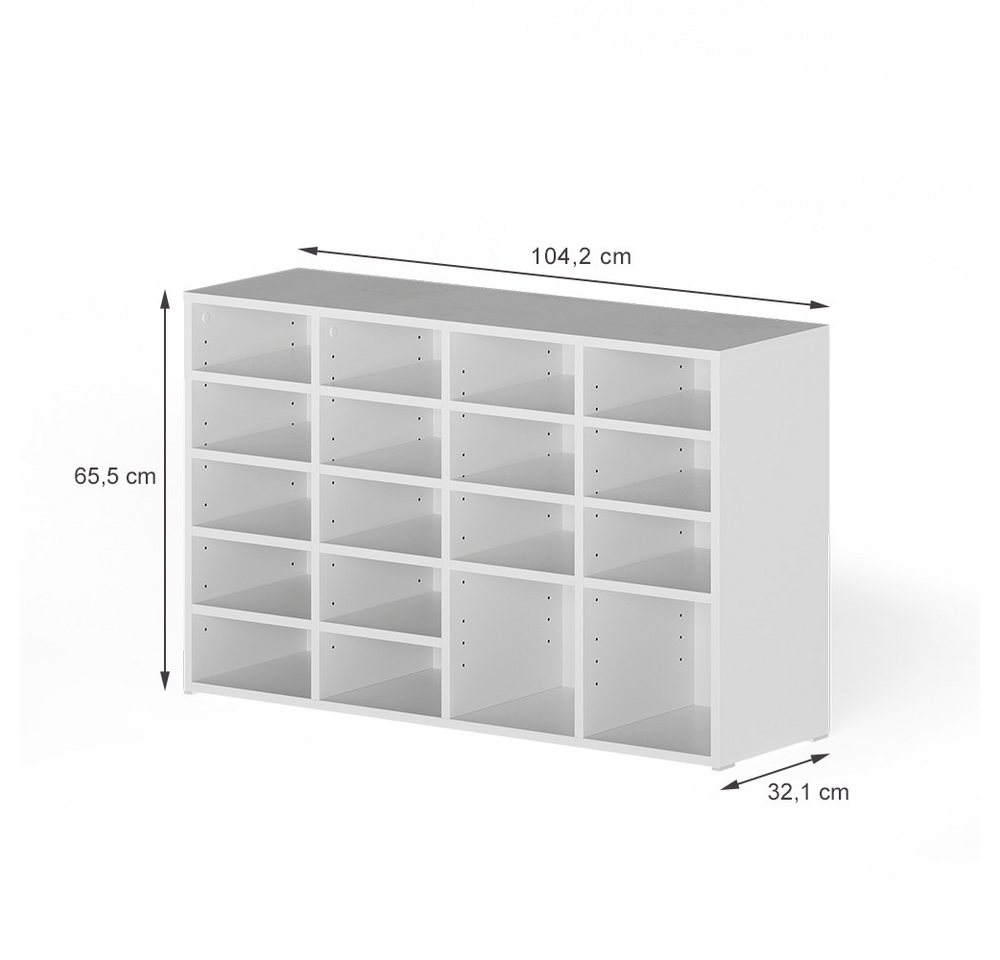Vicco Schuhregal Lysander, Weiß, 104.2 x 65.5 cm mit 18 offenen Fächern, 1-tlg. Bild 3