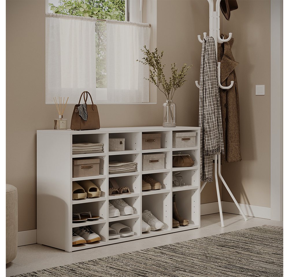 Vicco Schuhregal Lysander, Weiß, 104.2 x 65.5 cm mit 18 offenen Fächern, 1-tlg. Bild 4