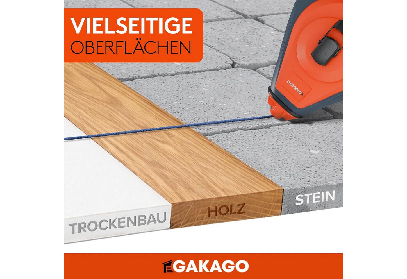 Gakago Schlagschnur Schlagschnur-Set 30m inkl. 150g Kreide