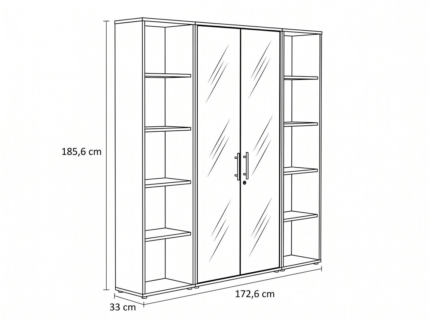 moebel-dich-auf Aktenschrank TABOR 3 (Büroschrank Aktenregal ideal für DIN A4 Ordner, abschließbar Metallgriffe) Made in Germany Bild 5