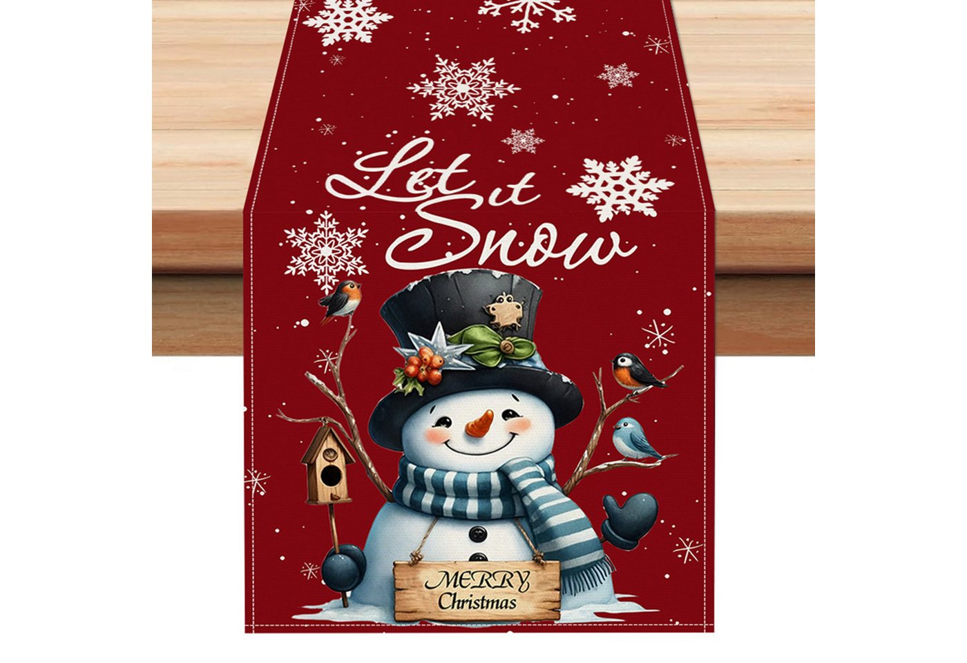 LAPAPRO Tischläufer Weihnachtlicher Leinen Tischläufer mit Druck Festliche Tischdekoration Bild 5