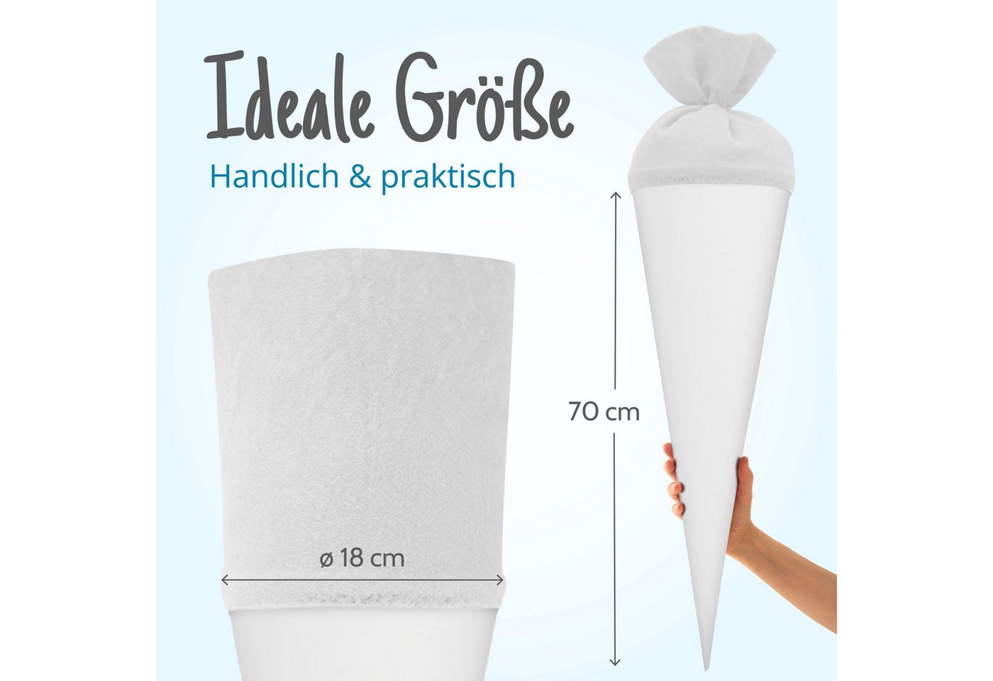itenga Schultüte itenga Bastelschultüte 70cm mit Filzverschluss WEISS Bild 2
