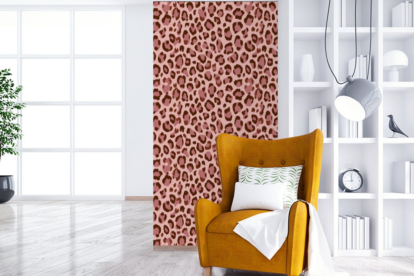 MuchoWow Fototapete Leopard - Muster - Rosa, Matt, bedruckt, Vliestapete für Wohnzimmer Schlafzimmer Küche, Fototapete, 120x240 cm Bild 5