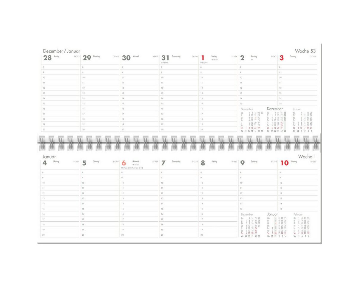 GÜSS Kalender Schreibtischkalender Querkalender 30x10cm 1 Woche/Seite Kalendarium 2027