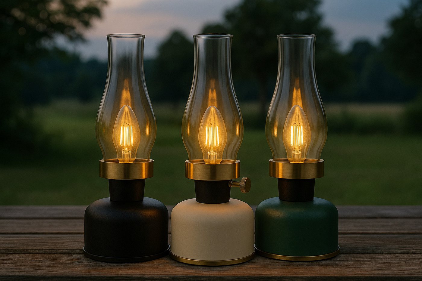 home trends Außen-Tischleuchte home trends LED Tischlampe Vintage-Design, dimmbar, USB Bild 3