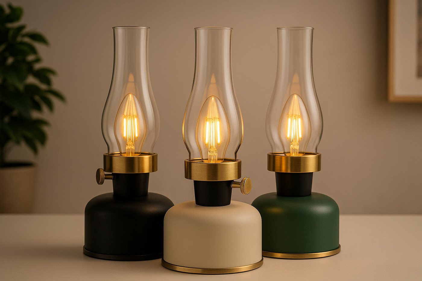 home trends Außen-Tischleuchte home trends LED Tischlampe Vintage-Design, dimmbar, USB Bild 4